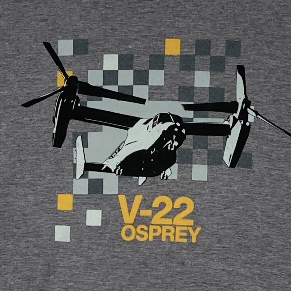 Boeing V-22 Osprey Tshirt Mens Gray L Marines Military Helicopter Army Transport